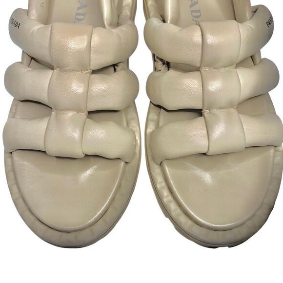 Prada Blow Padded Leather Puffy Slingback Sport Sandal EU 39.5 US 9.5 Leather - Picture 4 of 12